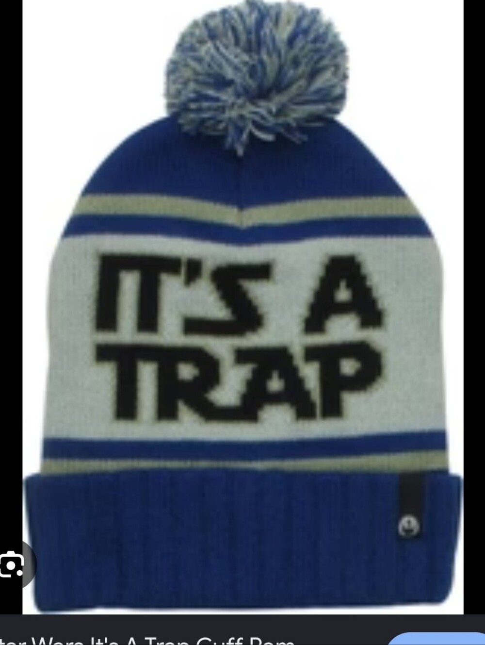 Disney Star Wars Blue and White "It's A Trap" Pom Cuff Beanie